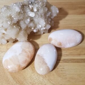 Peach Stilbite and Scolecite Palm Stones